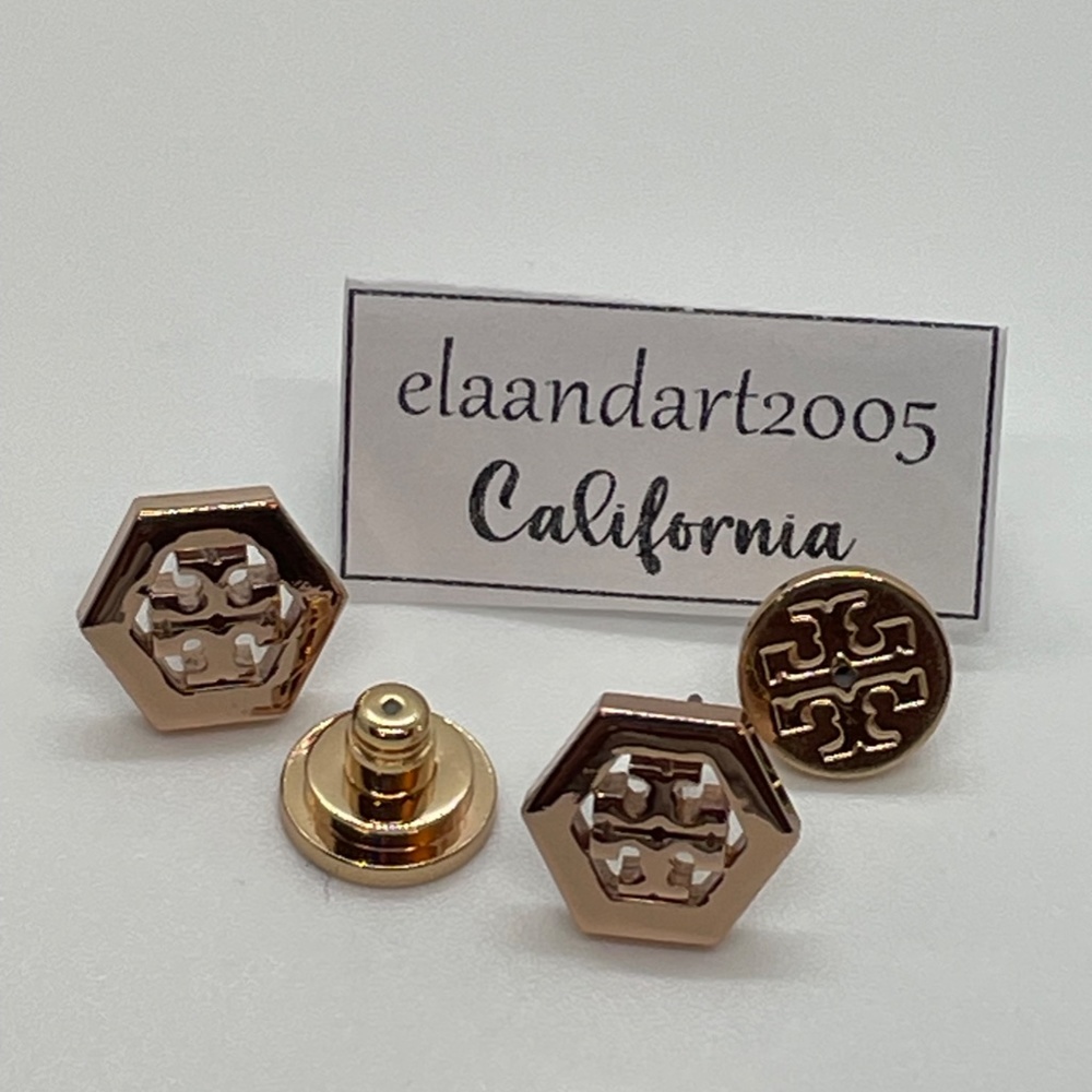 Tory Burch Hex Logo Stud Earring NWT